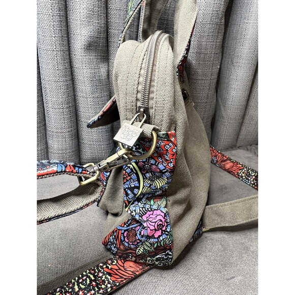 Black Butterfly Canvas Crossbody Handbag Satchel Bag Bohemian Floral Print Boho - Picture 3 of 14